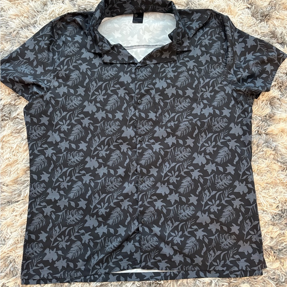 All in Motion Black and Gray Floral Button Down Shirt